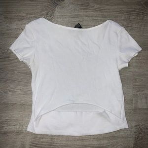 White Ribbed Slit Top